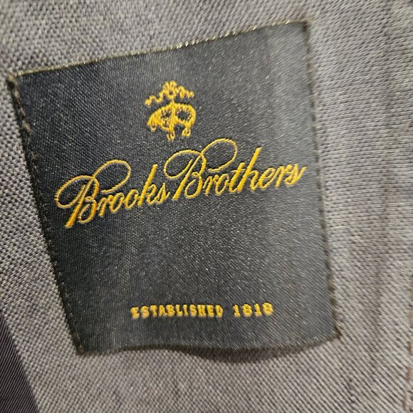 Books Brothers Womens10 Blue linen blend skirt suit lined fancy buttons notched - Picture 5 of 16